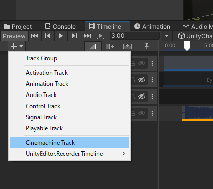 Timeline CinemachineTrack